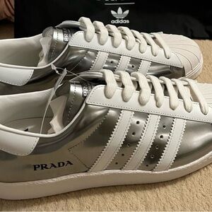 Prada / Adidas superstar Silver and White Men's Sneakers